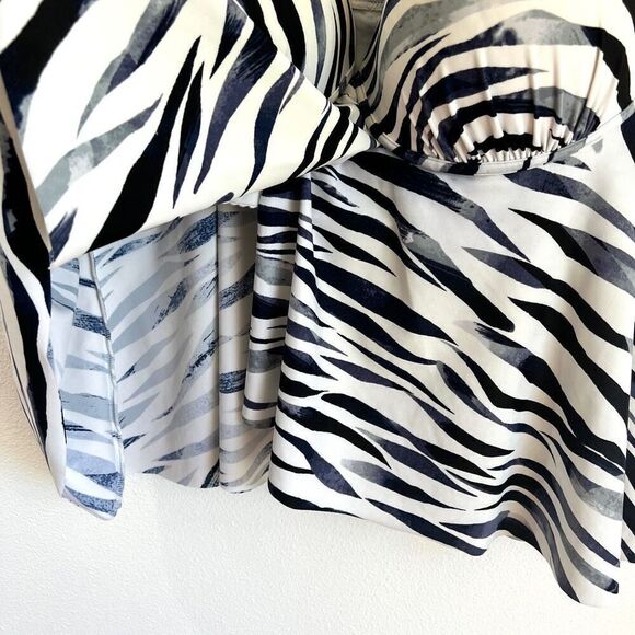 Swimsuits For All zebra Print Tankini Top Black White Gray Size 24 - Picture 10 of 15